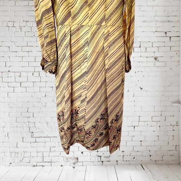 True Vtg. Handmade 70s Dress Long Sleeve Breast Pockets Fall Academia Size 14 - Picture 10 of 12